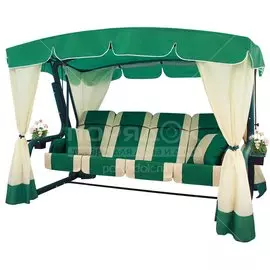 Качели садовые 4-местные, 277х170х188 см, 500 кг, Arno, Эдем Люкс, раскладываются в кровать, с москитной сеткой, зеленые, 2017-КД-59/Л, металл