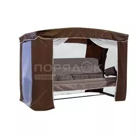 Качели садовые четырёхместные Zalger Garden Амстердам КС-2018/12 с москитной сеткой, шоколад, до 400 кг