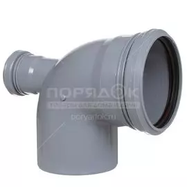 Уголок с отводом канализационный фронтальный, 110х50 мм, 90 °, РосТурПласт, с выходом на тыл, полипропилен, 36650