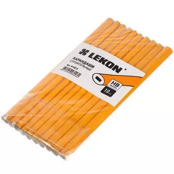 Карандаш малярный, по дереву, текстилю, 10 шт, 175 мм, овальный, для твердых поверхностей, желтый, Lekon, 14013