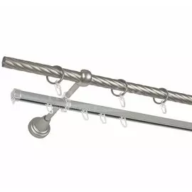 Карниз двухрядный СМ-2907/160/1Ш хром матовый, металл, 16 мм, 1.6 м