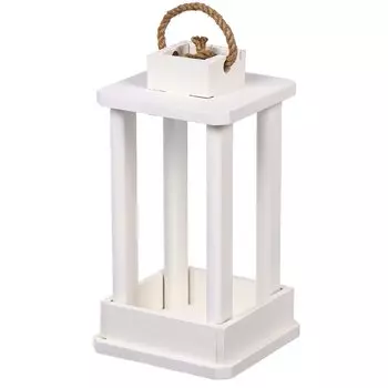 Кашпо 16х25.5х16 см, дерево, белое, Фонарь, 6476