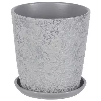 Горшок керамика, 2.6 л, 18х18.5 см, серый, Лава №4, 010334