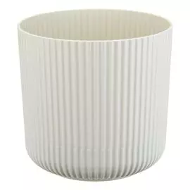 Кашпо пластик, 1.6 л, 14 см, белый ротанг, Idea, Вельвет