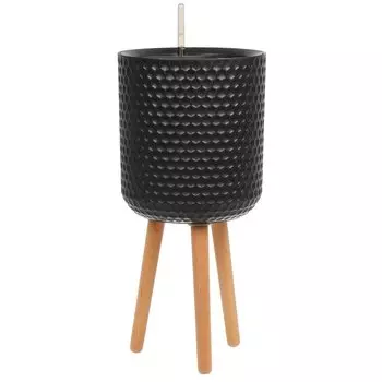 Кашпо пластик, 7 л, 28х28х31 см, автополив, для цветов, с ножками, антрацит, Ola Dom, Kerama