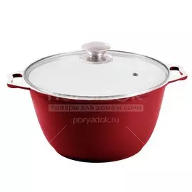 Кастрюля алюминий, 4 л, с крышкой, крышка стекло, Kukmara, к43б, бордовая