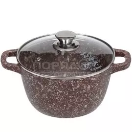 Кастрюля алюминий, антипригарное покрытие, 2.5 л, с крышкой, крышка стекло, Kukmara, Elite stone, к21ес