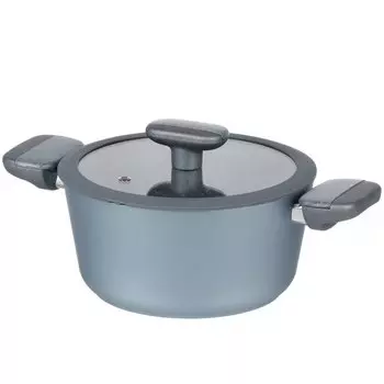 Кастрюля алюминий, антипригарное покрытие, 2.6 л, с крышкой, крышка стекло, круглая, Atmosphere, Breeze, AT-K3859, индукция