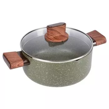 Кастрюля алюминий, антипригарное покрытие, 2.8 л, с крышкой, крышка стекло, круглая, Werner, Organic Forest Style, 51457, индукция