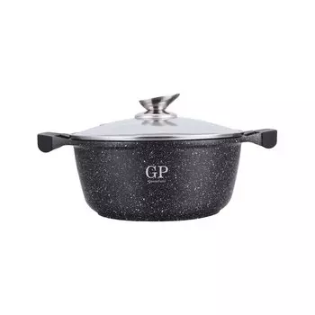 Кастрюля алюминий, антипригарное покрытие, 2.9 л, с крышкой, крышка стекло, GreenPoint, Мрамор, 2810-GP, индукция