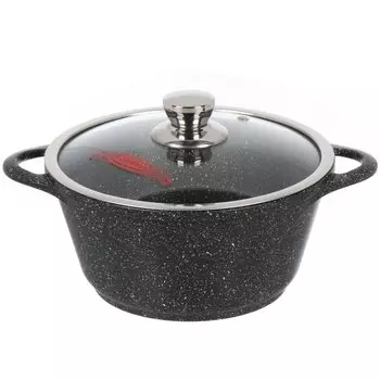 Кастрюля алюминий, антипригарное покрытие, 2 л, крышка стекло, круглая, Горница, Induction Гранит, Ик2233аг, индукция