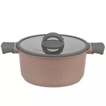 Кастрюля алюминий, антипригарное покрытие, 3.2 л, с крышкой, крышка стекло, круглая, Kukmara, Stella, кск32а, капучино