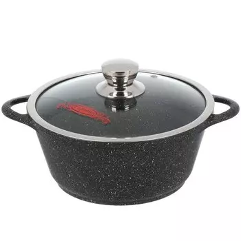 Кастрюля алюминий, антипригарное покрытие, 3 л, крышка стекло, круглая, Горница, Induction Гранит, Ик2433аг, индукция