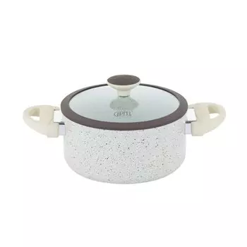 Кастрюля алюминий, антипригарное покрытие, 3 л, с крышкой, крышка стекло, круглая, Gipfel, Sonrizo, Excilon Marble, 0432, индукция