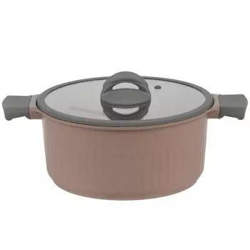 Кастрюля алюминий, антипригарное покрытие, 4.2 л, с крышкой, крышка стекло, круглая, Kukmara, Stella, кск42а, капучино