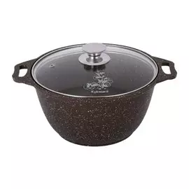 Кастрюля алюминий, антипригарное покрытие, 4 л, с крышкой, Kukmara, Кофейный мрамор, кмк42а