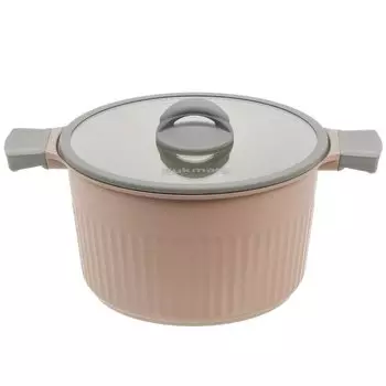 Кастрюля алюминий, антипригарное покрытие, 5.2 л, с крышкой, крышка стекло, круглая, Kukmara, Stella, кск52а, капучино