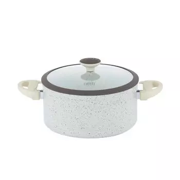 Кастрюля алюминий, антипригарное покрытие, 5.5 л, с крышкой, крышка стекло, круглая, Gipfel, Sonrizo, Excilon Marble, 0433, индукция