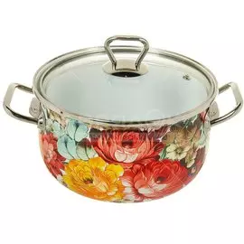 Кастрюля сталь, эмалированное покрытие, 3.1 л, с крышкой, Interos, Верона, 8866