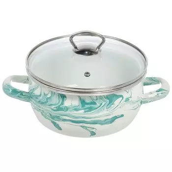 Кастрюля эмалированная сталь, 2.5 л, с крышкой, крышка стекло, сферический, Сантэкс, Шейк бело-бирюзовая, 1-2425111, индукция