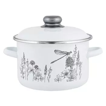 Кастрюля эмалированная сталь, 2 л, с крышкой, крышка сталь, Appetite, Flora-2, 1RD161M, индукция
