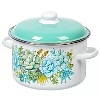 Кастрюля эмалированная сталь, 5.5 л, с крышкой, крышка сталь, цилиндр, СтальЭмаль, Монантес, 6RD221M