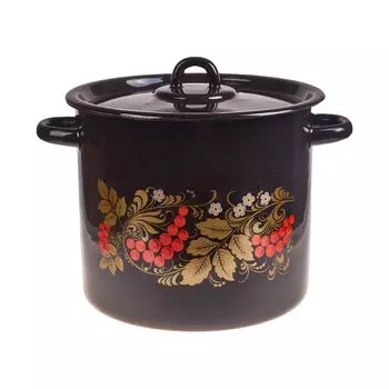 Кастрюля эмалированная сталь, 5.5 л, с крышкой, крышка сталь, Сибирские товары, Рябинушка, С1617.Р*05, черный рябчик