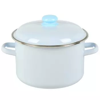 Кастрюля эмалированная сталь, 5.5 л, с крышкой, крышка сталь, Сибирские товары, 9MD221P, серо-голубая, индукция