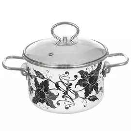 Кастрюля эмалированная сталь, 2 л, с крышкой, крышка стекло, Vitross, Tango, 1SD165S/1SB185S, индукция