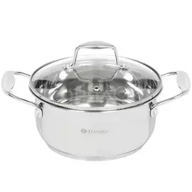 Кастрюля нержавеющая сталь, 2 л, с крышкой, Daniks, Даллас, SD-A89-18C