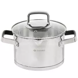 Кастрюля нержавеющая сталь, 2.9 л, с крышкой, Daniks, Манхэттен, M-461-18, индукция