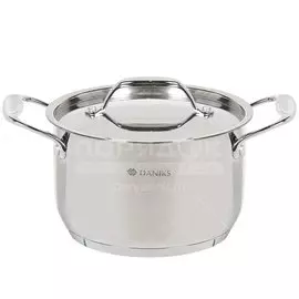 Кастрюля нержавеющая сталь, 2.8 л, с крышкой, Daniks, Профессионал, SD-A92-18