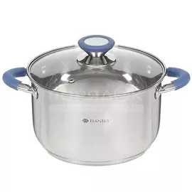 Кастрюля нержавеющая сталь, 3.9 л, с крышкой, крышка стекло, Daniks, Сиена, SD-A93-20, индукция