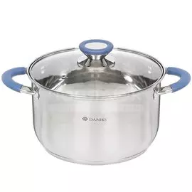 Кастрюля нержавеющая сталь, 4.75 л, с крышкой, крышка стекло, Daniks, Сиена, SD-A93-22, индукция