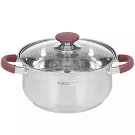 Кастрюля нержавеющая сталь, 4 л, с крышкой, крышка стекло, Катунь, Берта, КТ15-D-22, индукция