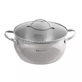 Кастрюля нержавеющая сталь, 5.2 л, с крышкой, крышка стекло, Катунь, Медея, КТ-АР-011-52, индукция