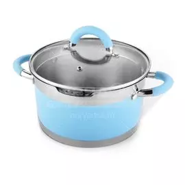 Кастрюля нержавеющая сталь, 1.7 л, с крышкой, Lara, Sky Blue, LR02-440