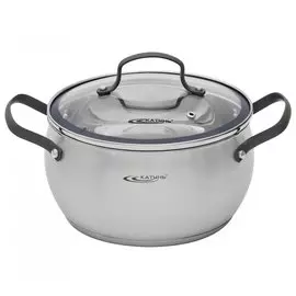 Кастрюля нержавеющая сталь, 1.6 л, с крышкой, круглая, Катунь, Агата, КТ19-D-16, индукция