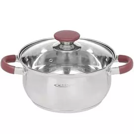 Кастрюля нержавеющая сталь, 3 л, с крышкой, крышка стекло, Катунь, Берта, КТ15-D-20, индукция