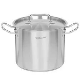 Кастрюля нержавеющая сталь, 7 л, с крышкой, крышка нержавеющая сталь, Катунь, Общепит, КТ-ОБ-07, металлик, индукция