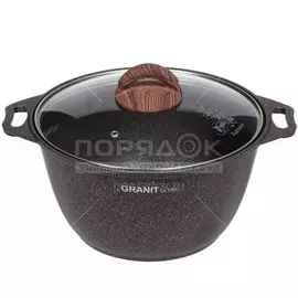 Кастрюля алюминий, антипригарное покрытие, 4 л, с крышкой, крышка стекло, Kukmara, Granit Ultra, кгг42а, синяя