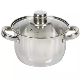 Кастрюля нержавеющая сталь, 1.9 л, с крышкой, крышка стекло, DNN3, SD-A17-16