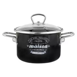 Кастрюля сталь, эмалированное покрытие, 3 л, с крышкой, крышка стекло, Appetite, Maison, 1SD185S, индукция