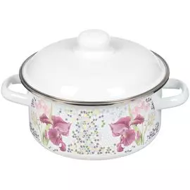 Кастрюля эмалированная сталь, 3 л, с крышкой, крышка сталь, СтальЭмаль, Мозаика белоснежная, 1RB201M, индукция