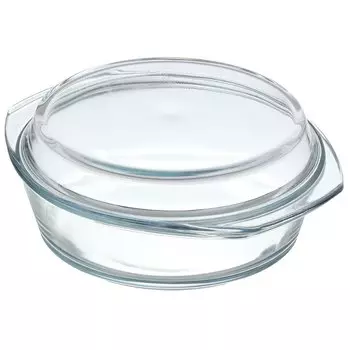 Кастрюля стекло, 22.8х26.5х10.6 см, 2 л, круглая, с крышкой, Горница, К1201К