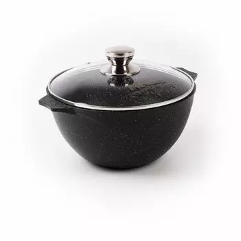 Казан алюминий, антипригарное покрытие, 5 л, Гранит black, с крышкой, черный, Мечта, 55802