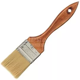 Кисть плоская, для лака и водно-дисперсионной краски, 50 мм, искусственная щетина, рукоятка дерево