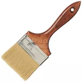Кисть плоская, для лака и водно-дисперсионной краски, 90 мм, искусственная щетина, рукоятка дерево