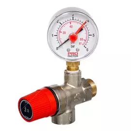 Клапан предохранительный 1/2", г-ш, 2.5 бар, с манометром, ProFactor, PF BS 577-2.5