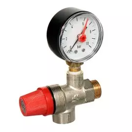 Клапан предохранительный для радиатора, 1/2", г-ш, 3 бар, с манометром, ProFactor, PF BS 577-3